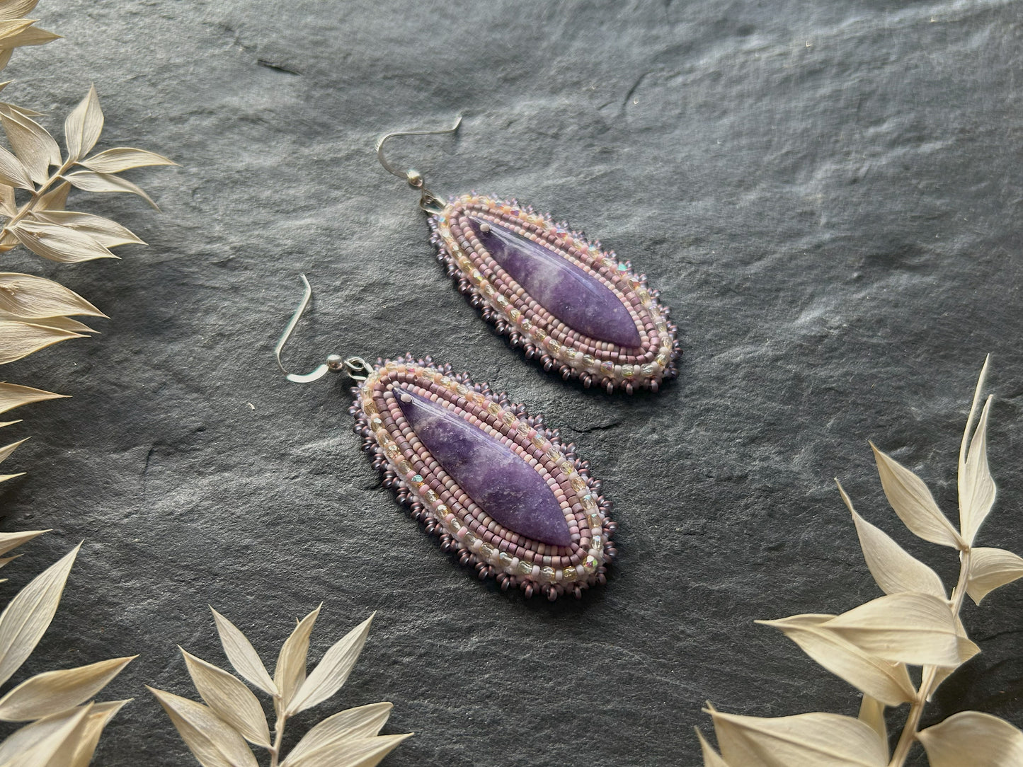 Dangle earrings "Raquel" with lepidolite - pastel purple