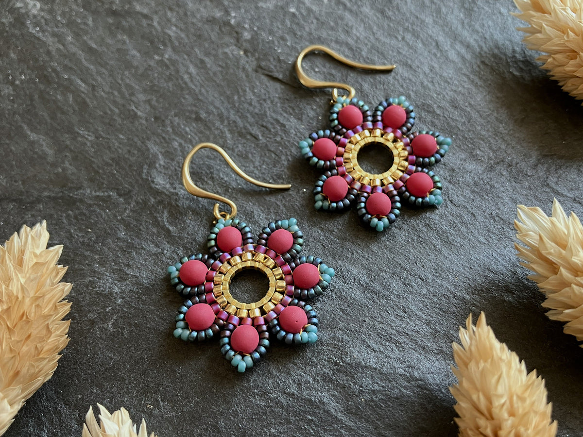 "Girasol" Perlen & Messing-Kit - Hibiskus