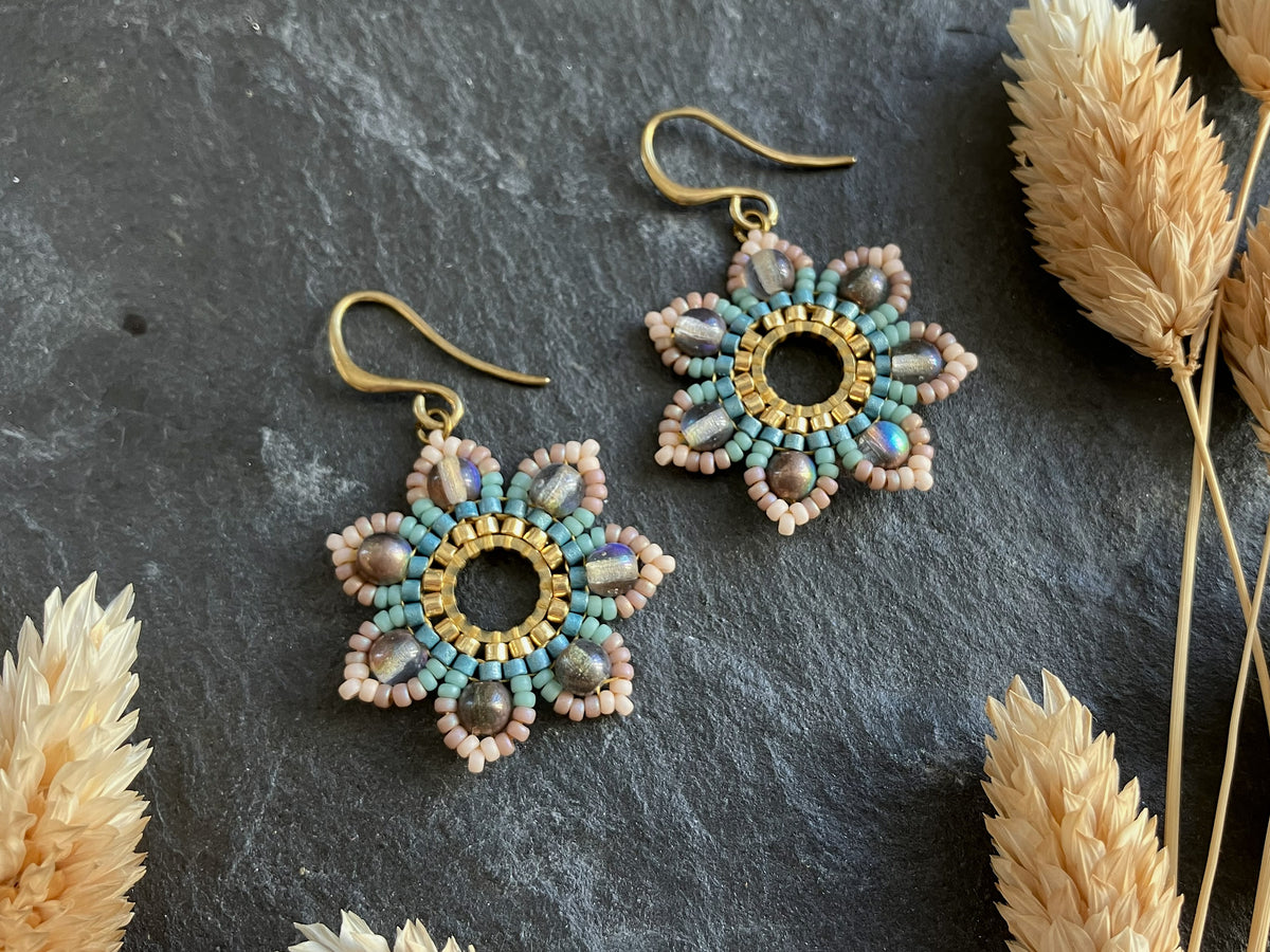 "Girasol" bead & brass kit - sandy breeze