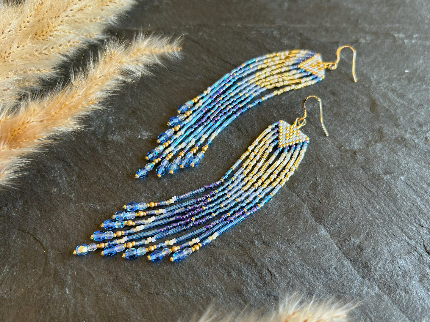 Small earrings "Sheila" - gold & blue