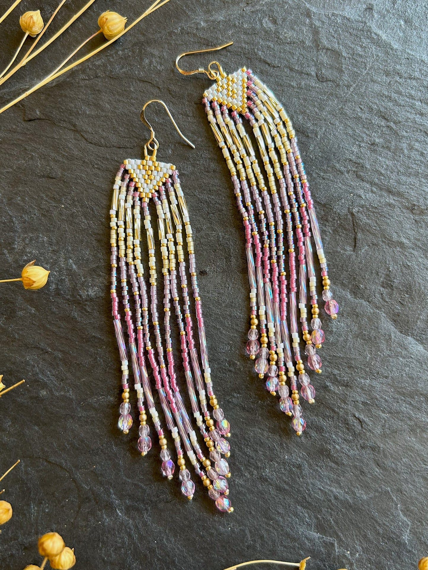 Small earrings "Sheila" - gold & pink