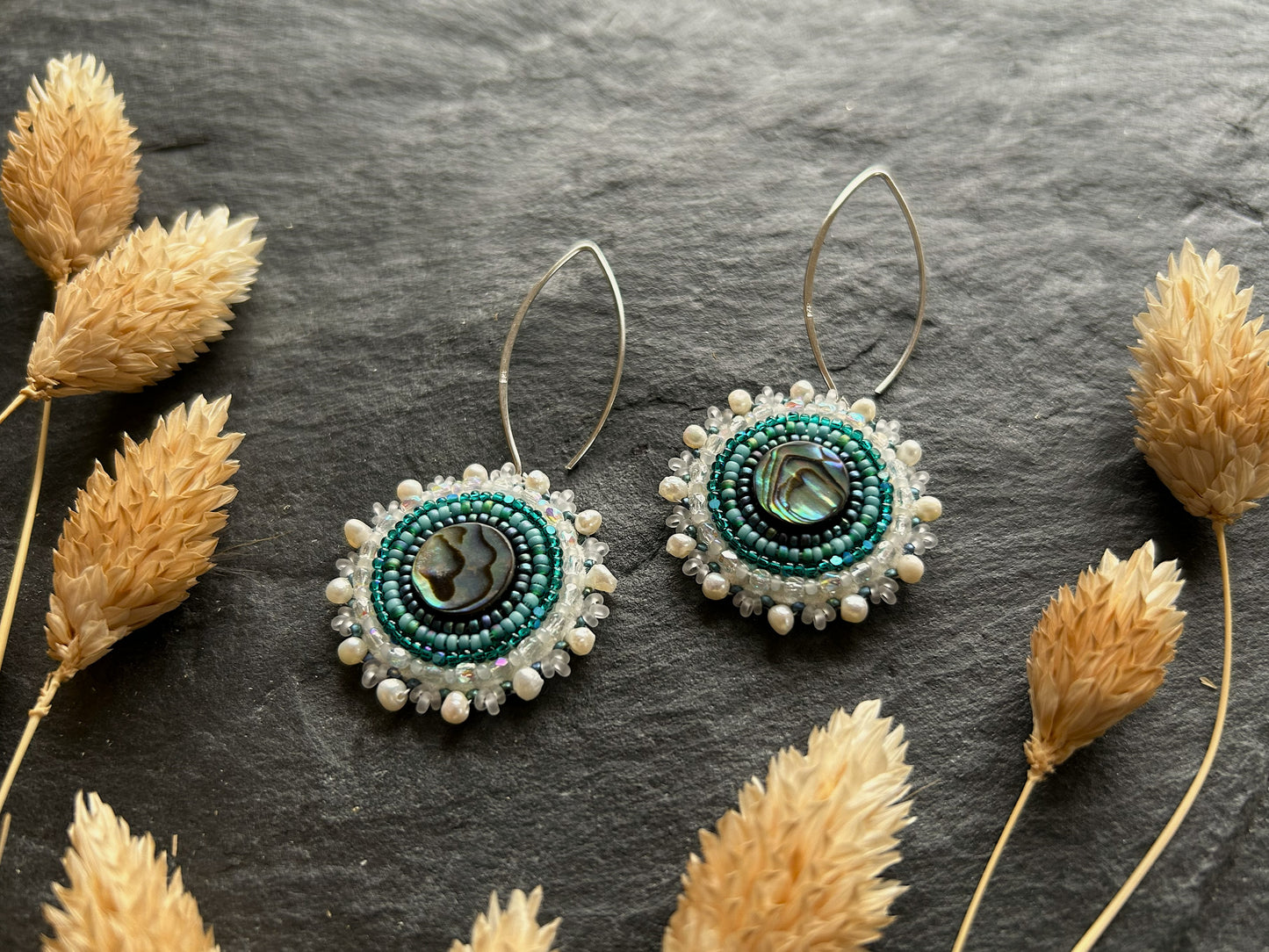 Dangle earrings "Melody" with abalone shell - vibrant turquoise