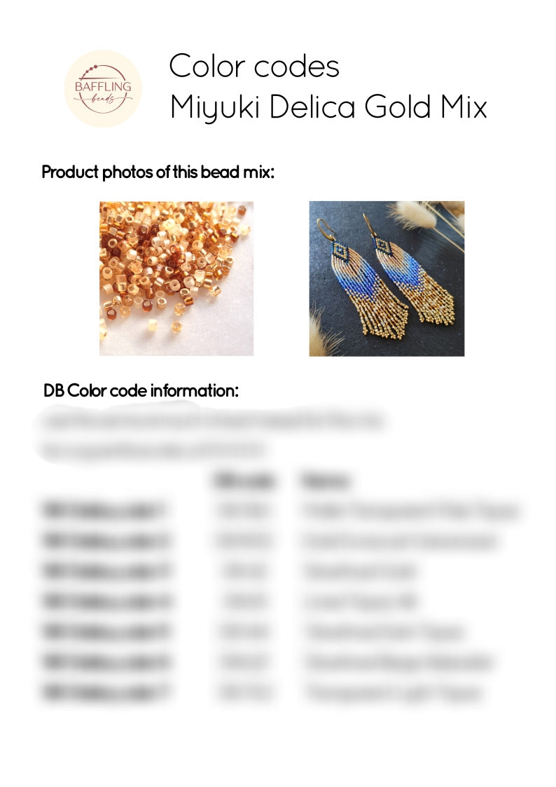 Miyuki Delica Gold Mix - DB color codes