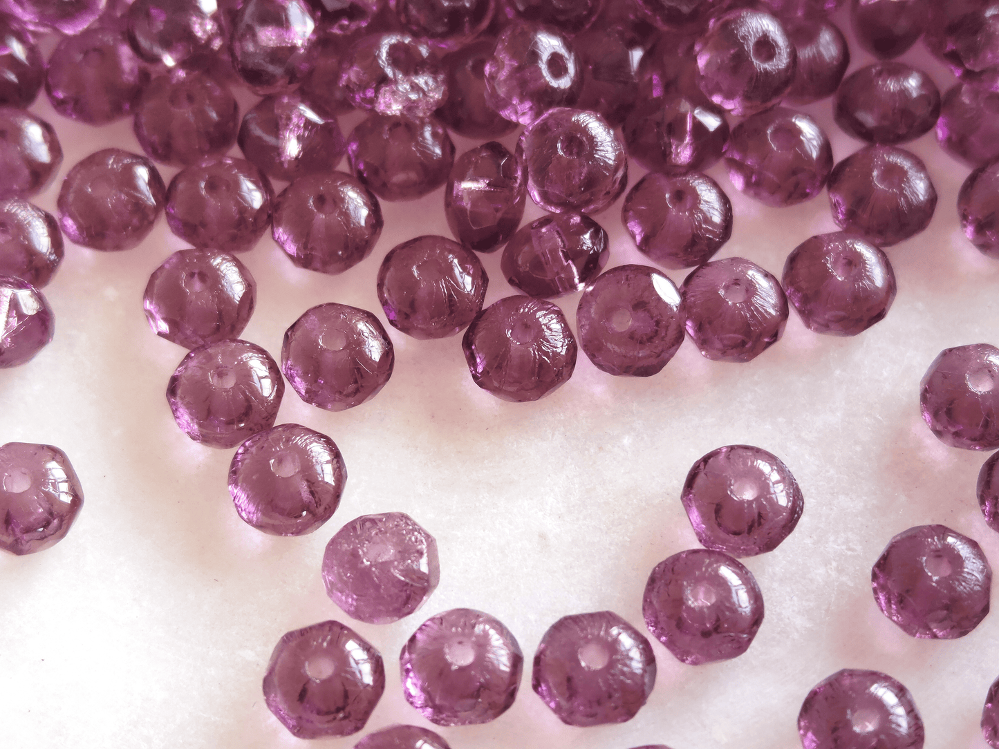 Faceted rondelle beads 3x5mm - dark dusty purple