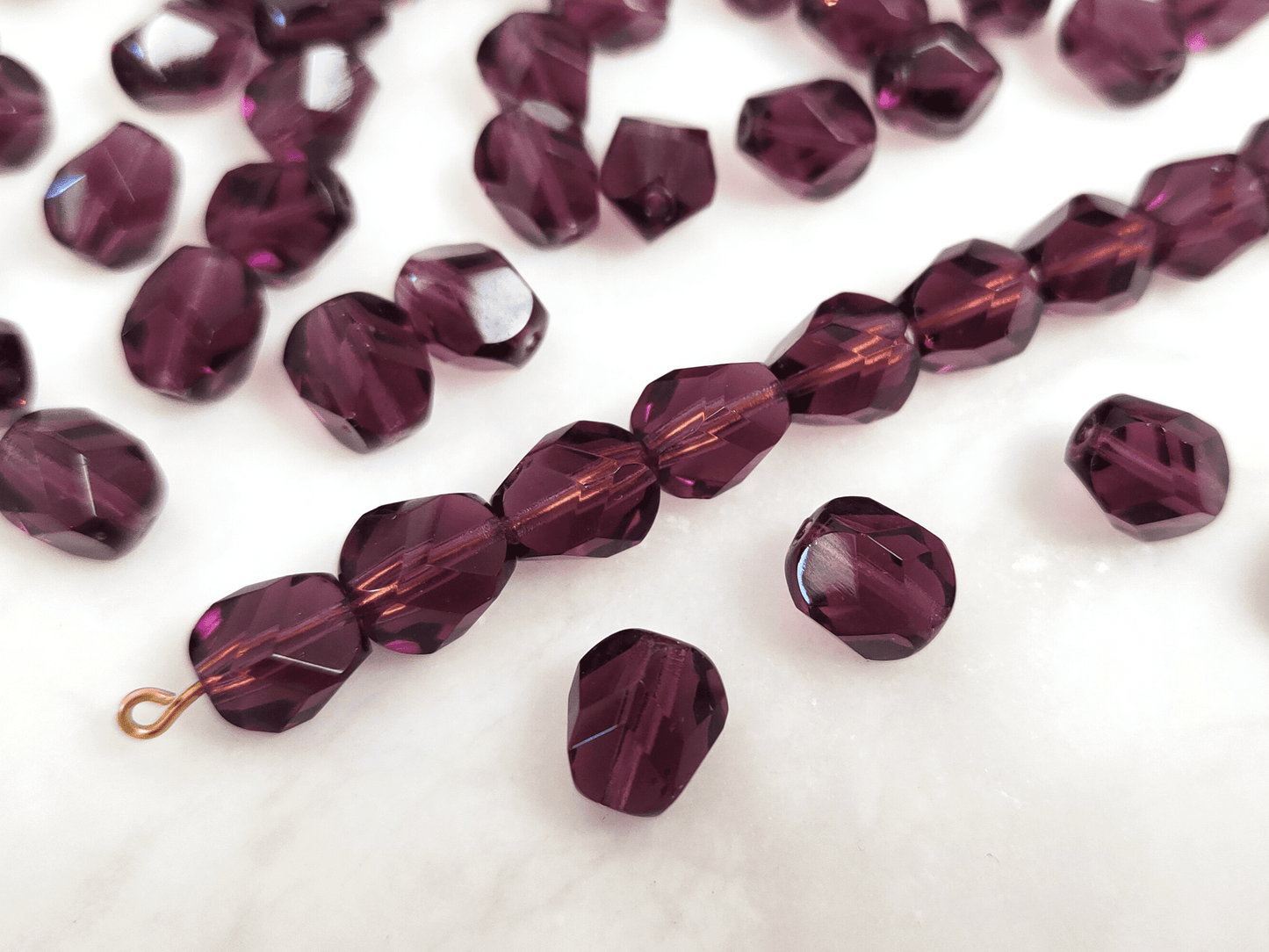 Faceted nugget beads 10x9mm - dusty purple