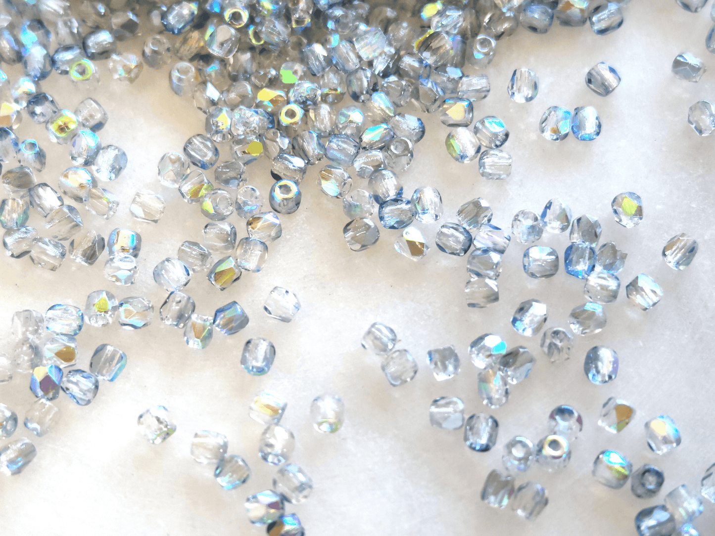 2mm fire-polished beads - powder blue half AB