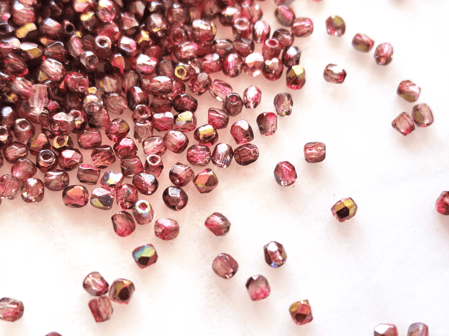 2mm fire-polished beads - dark red & brown