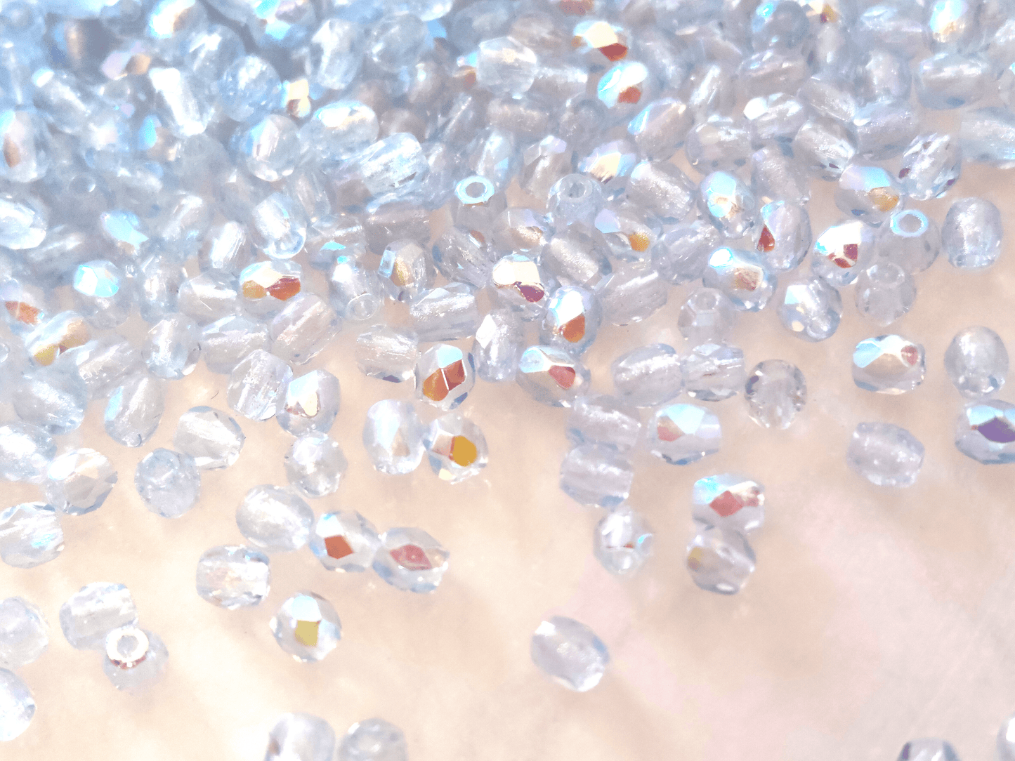 3mm fire-polished beads - ice blue AB