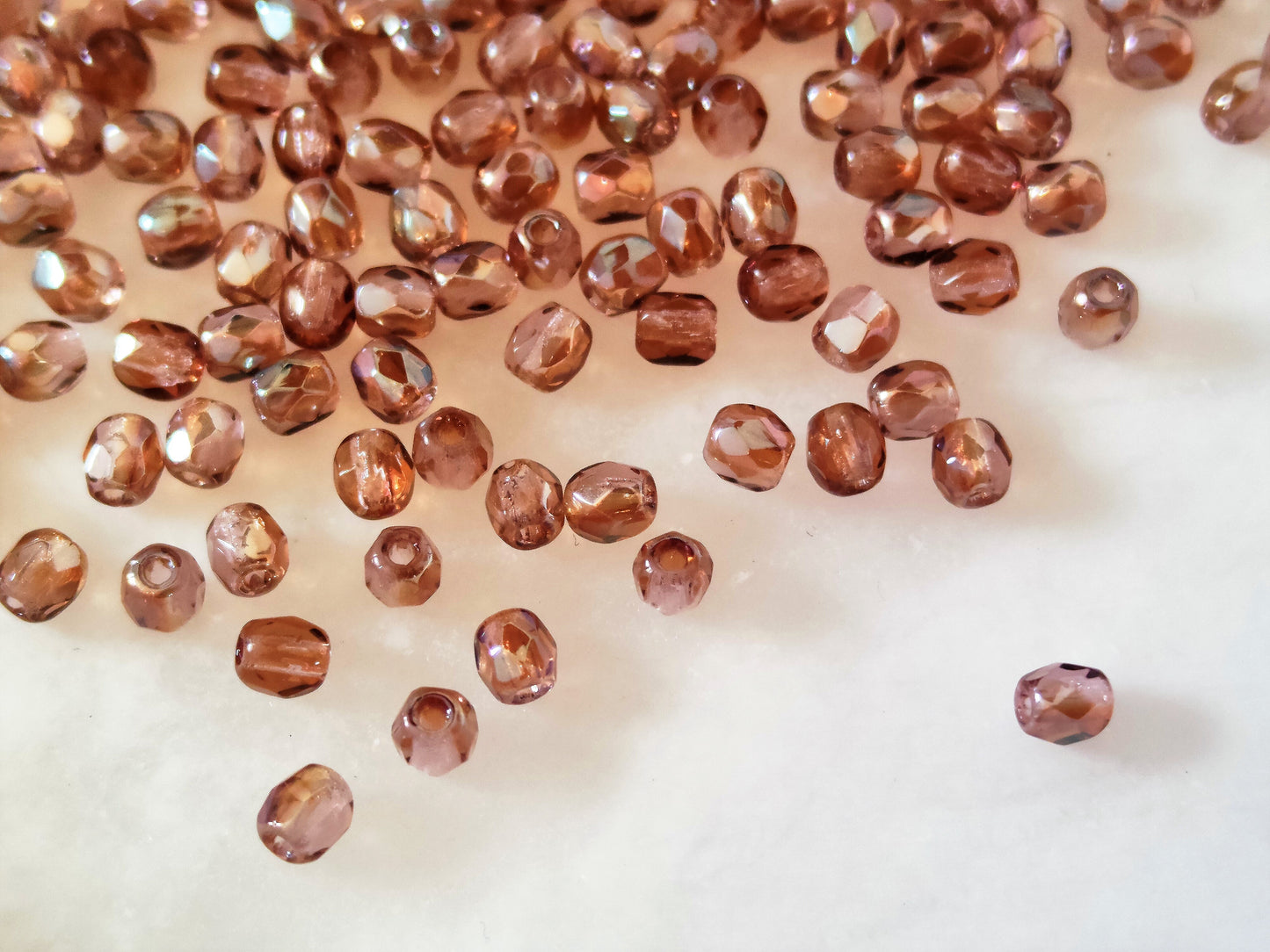 3mm Glasschliffperlen - dunkles Braun Luster