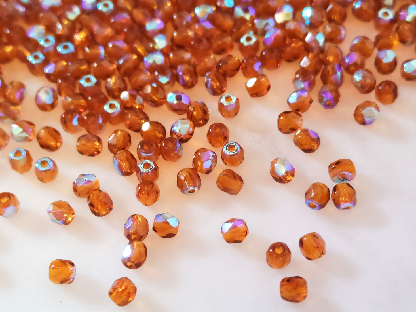 3mm fire-polished beads - amber AB