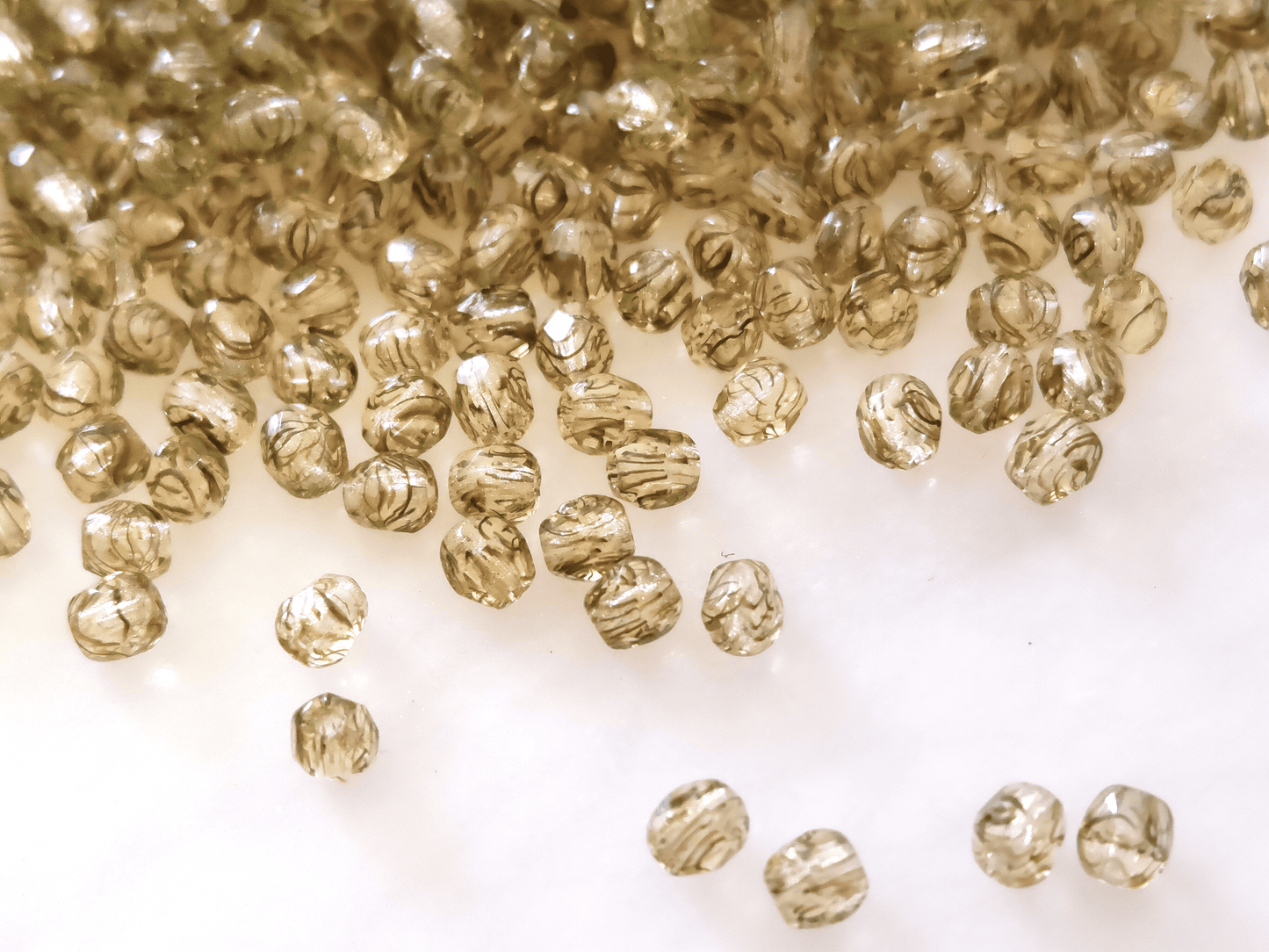 3mm fire-polished beads - olive green & black streaks