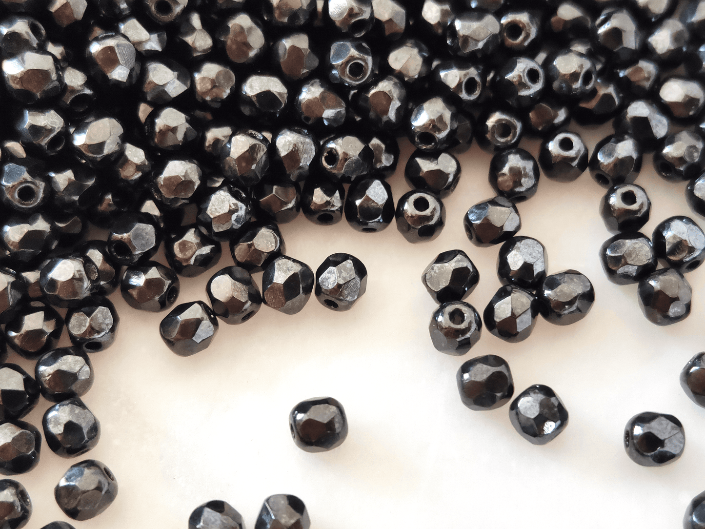 3mm fire-polished beads - opaque black