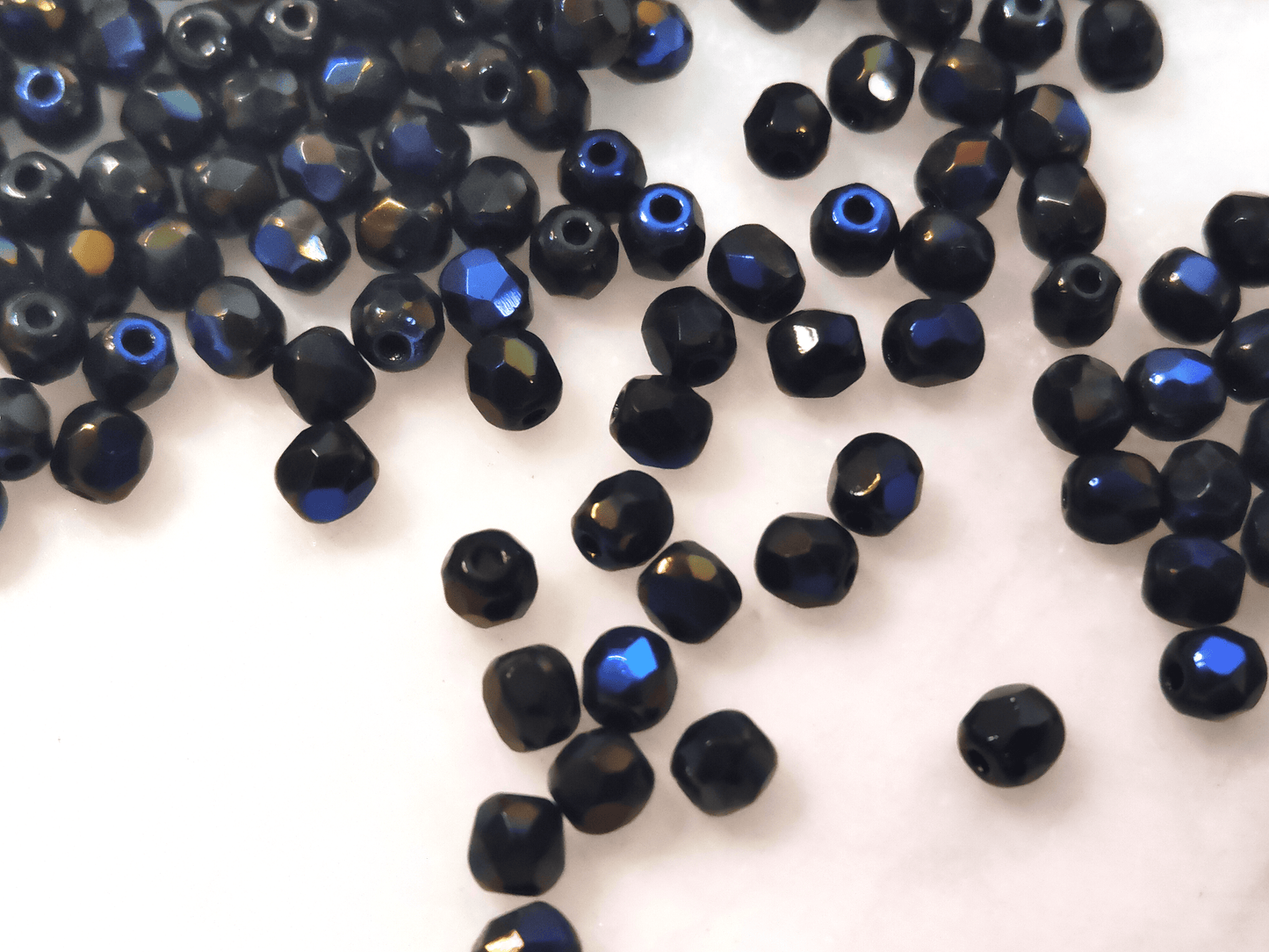 3mm fire-polished beads - black & dark blue