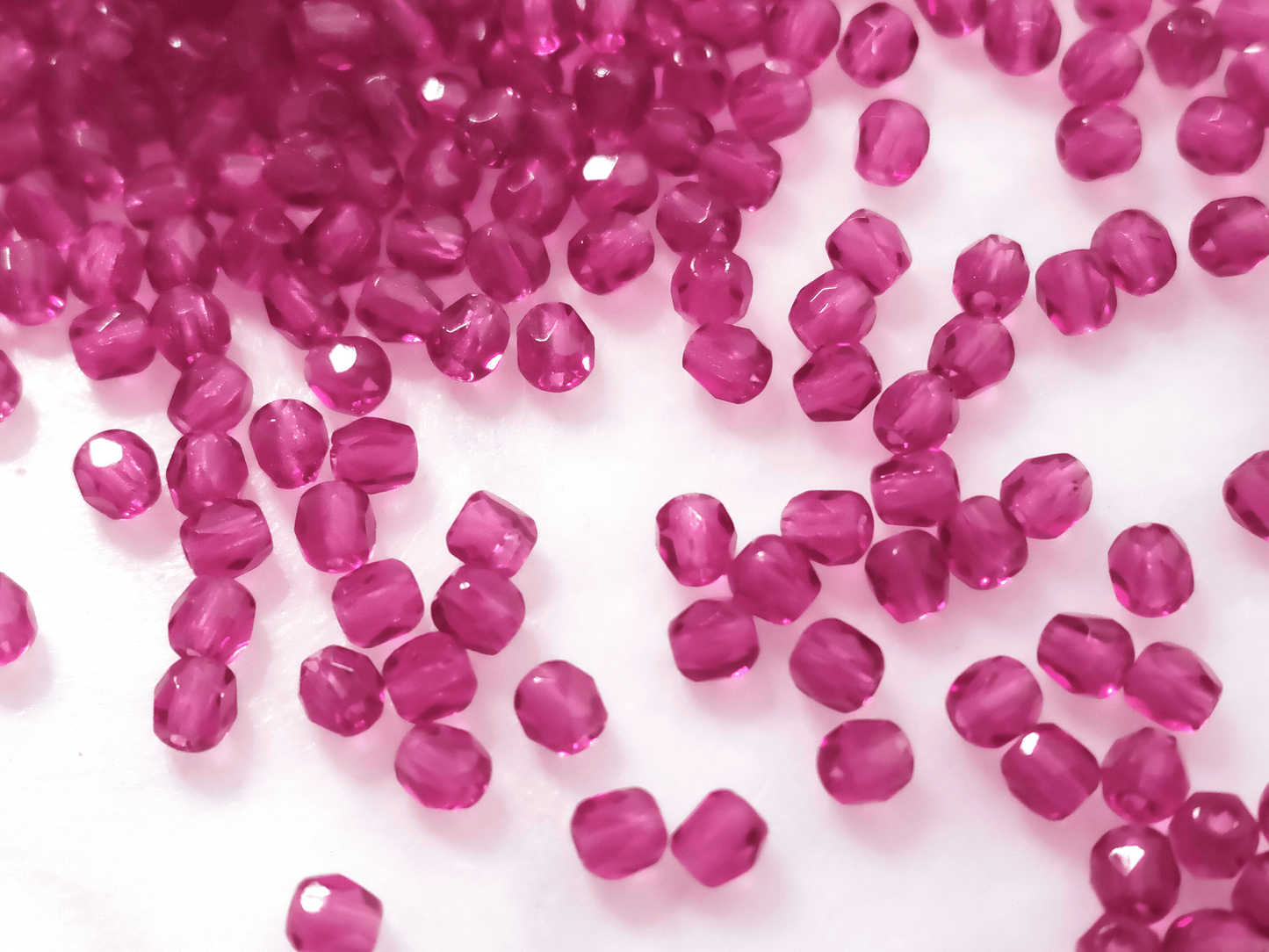 3mm fire-polished beads - strong pink