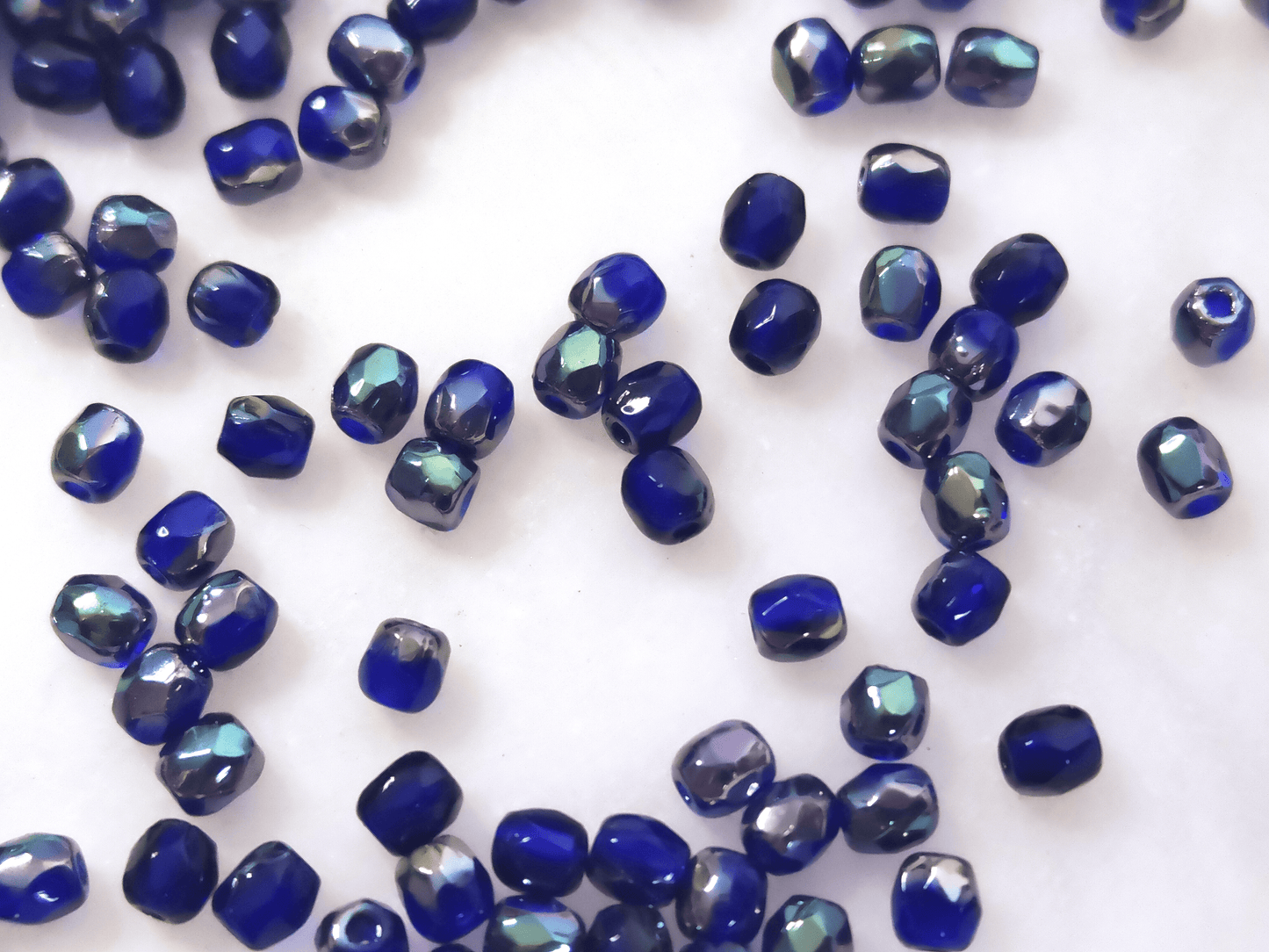 3mm fire-polished beads - dark blue & gunmetal