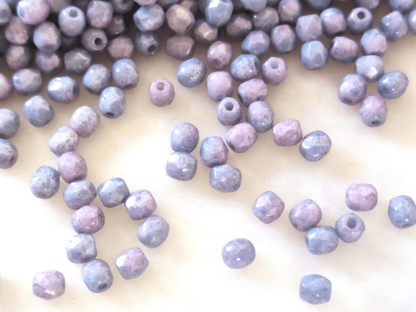 3mm fire-polished beads - light blue & lilac