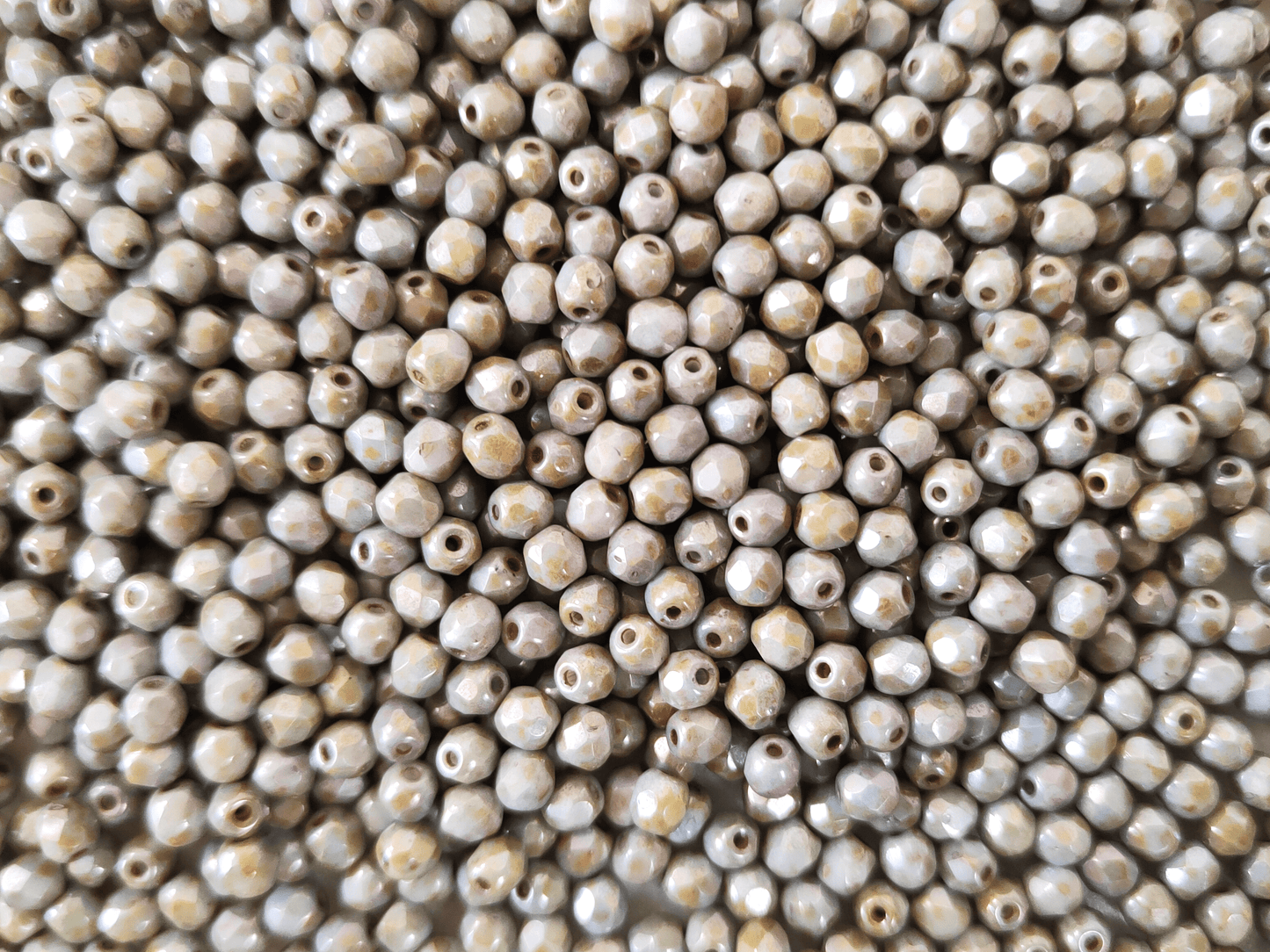 4mm fire-polished beads - grey & green Picasso