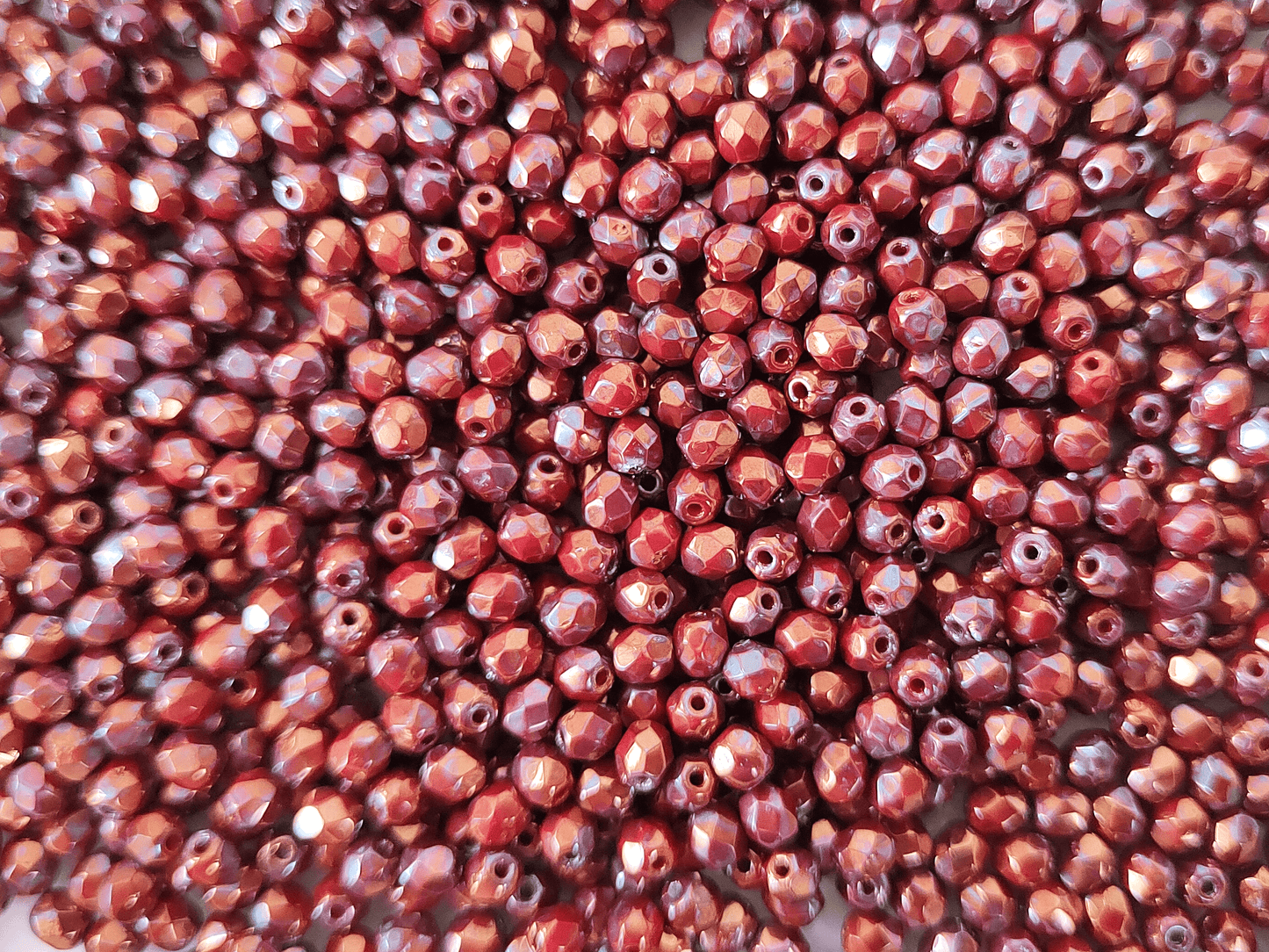 4mm fire-polished beads - maroon luster