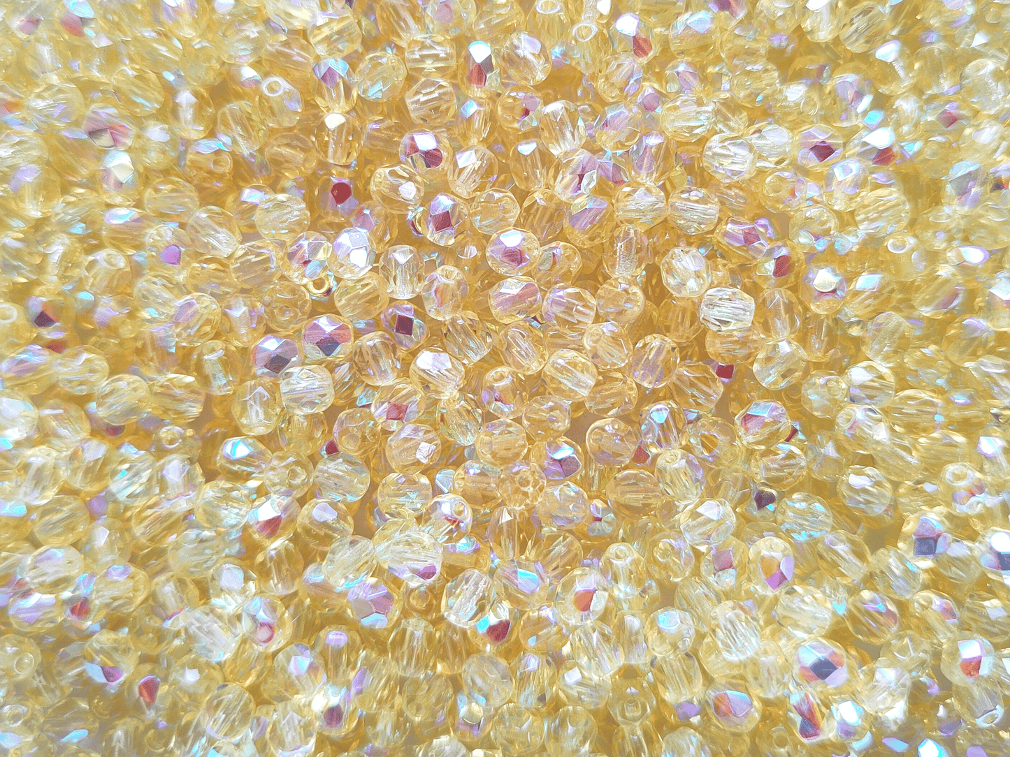 4mm fire-polished beads - lemon yellow iris