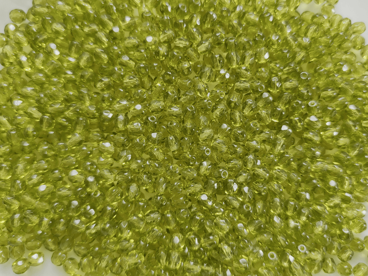 4mm fire-polished beads - grass green