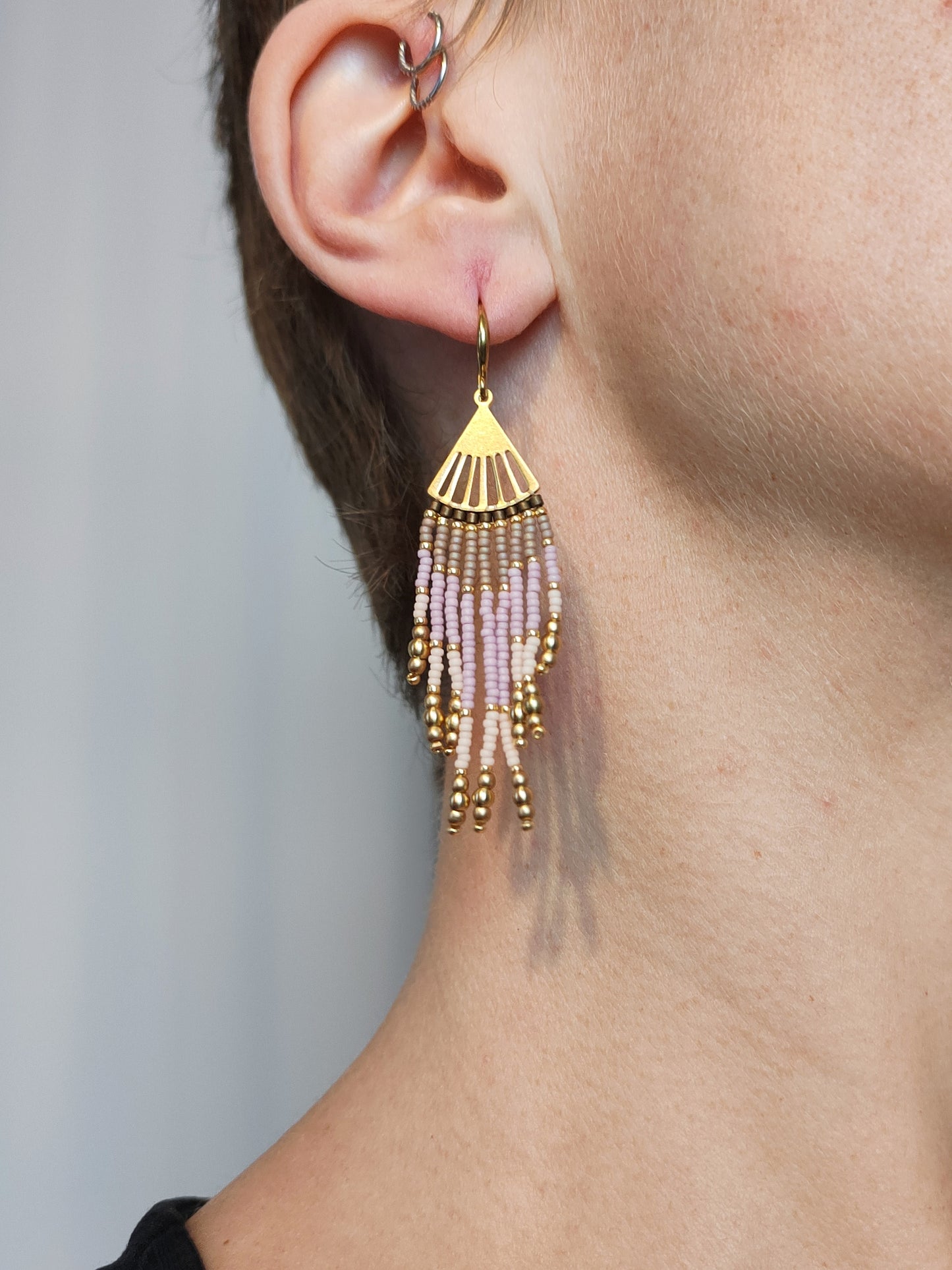 Mini fringe earrings "Lorcan" - lilac