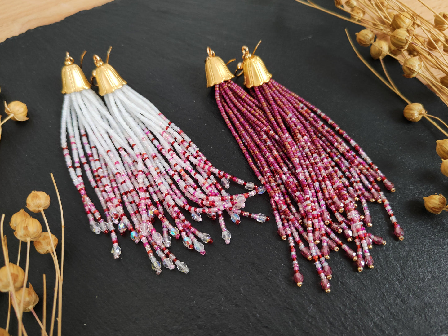 Tassel earrings "Nirvelli" - dark & light pink