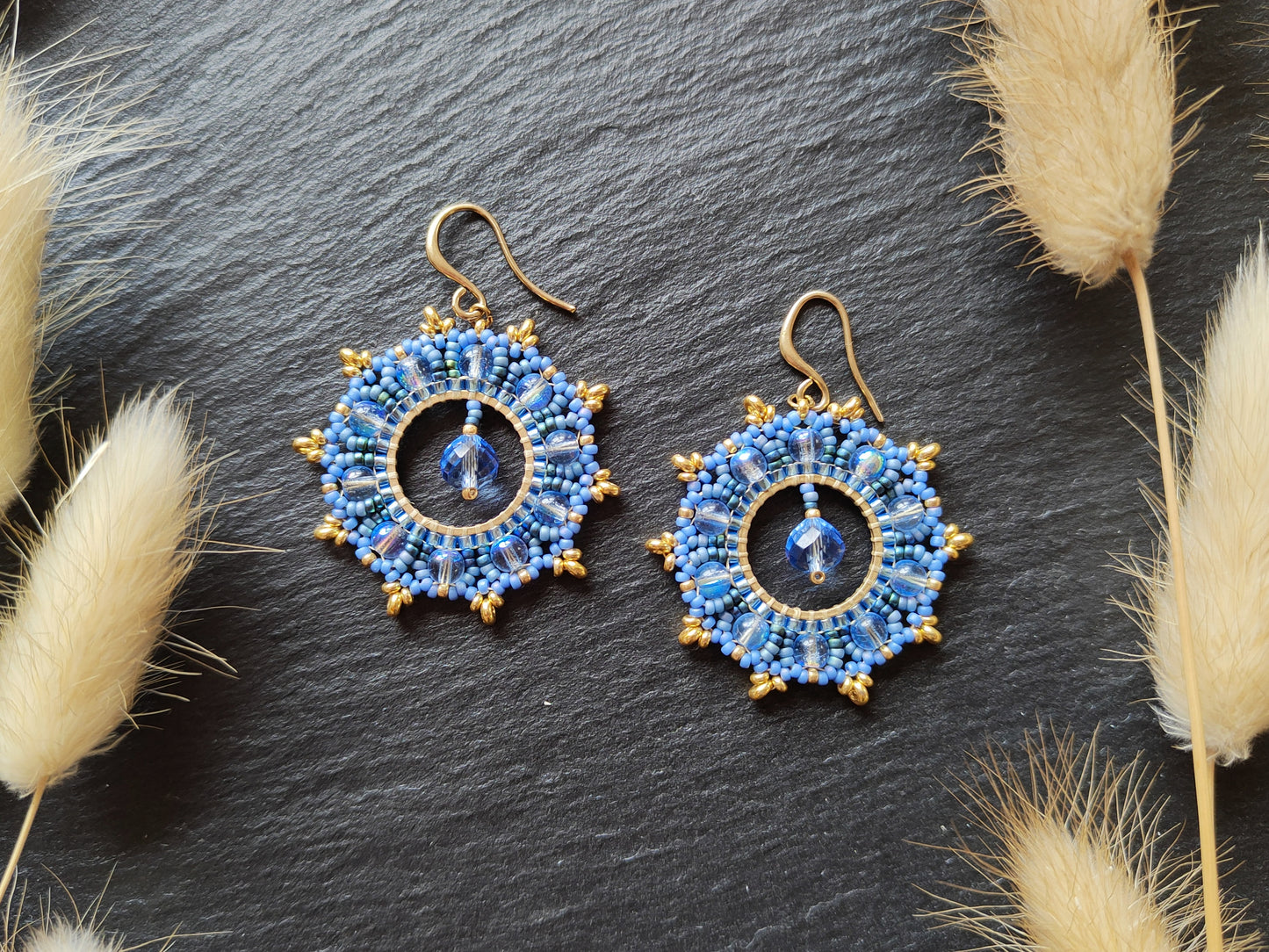 Woven earrings "Philippa" - blue