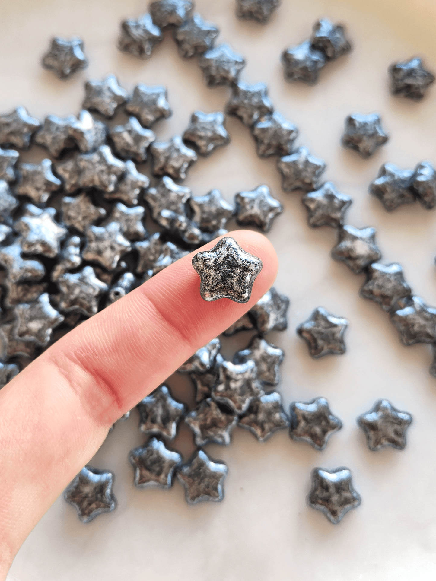 Sterne 12mm - Schwarz & Silber