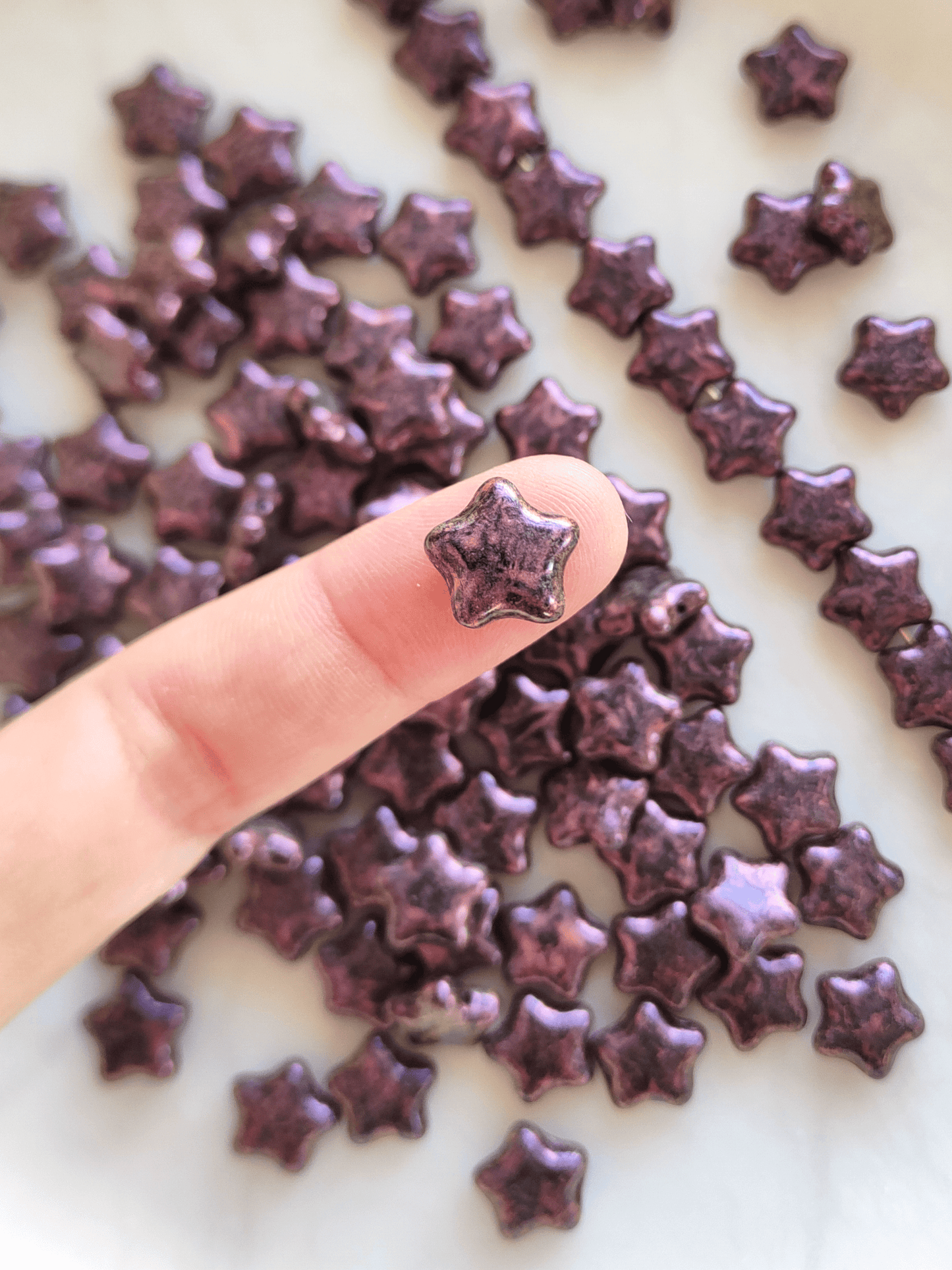 Star beads 12mm - black & purple