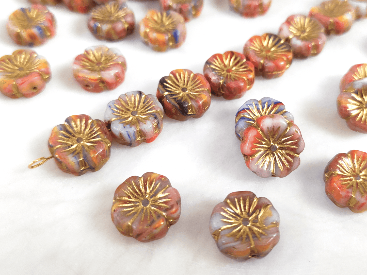 Hawaii Blumen 14mm - Farbenfroh & Gold