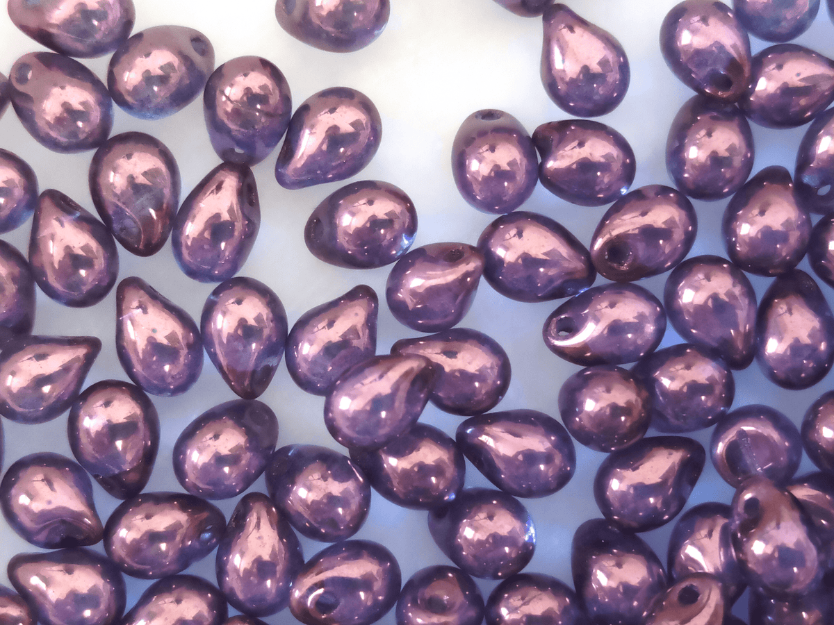 Drop beads 5x7mm - blue & purple luster
