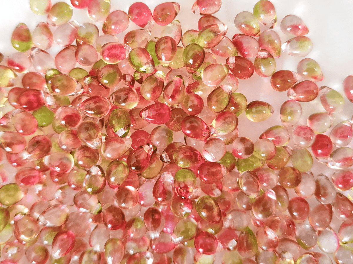 Tropfen 5x7mm - ombre Rot & Grün