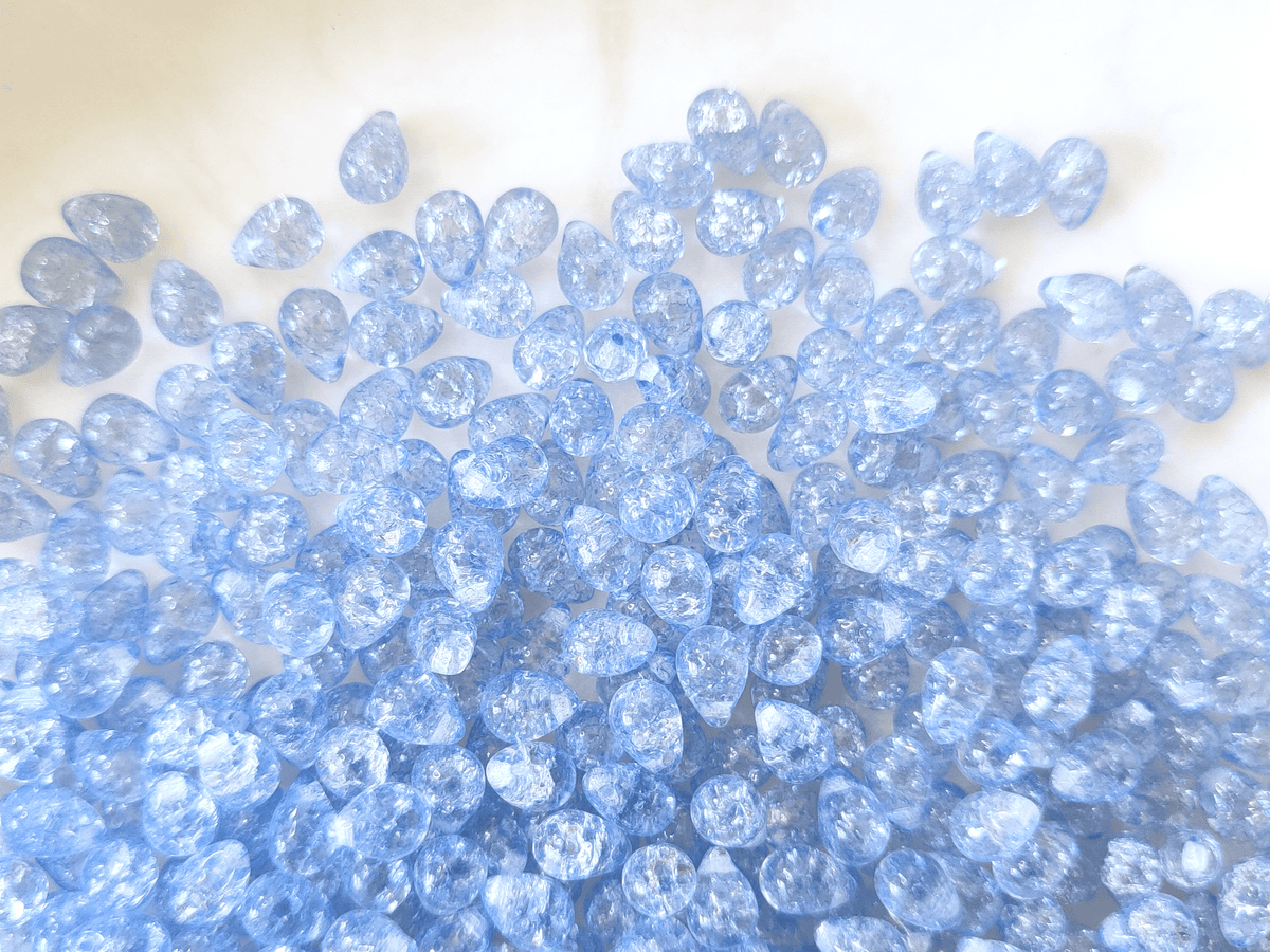 Tropfen 5x7mm - Himmelblau Crackle