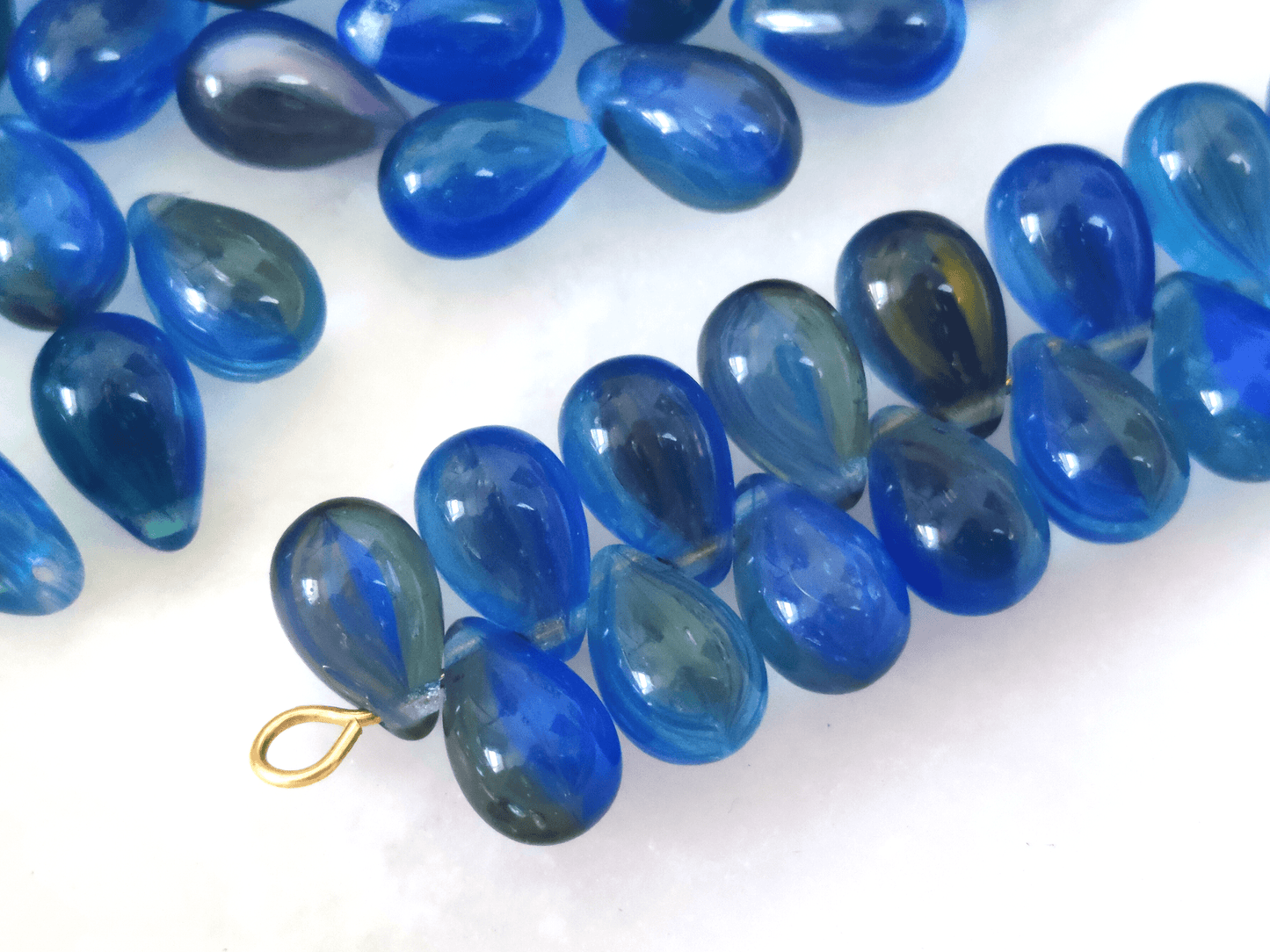 Tropfen 6x9mm - ombre Blau & Braun