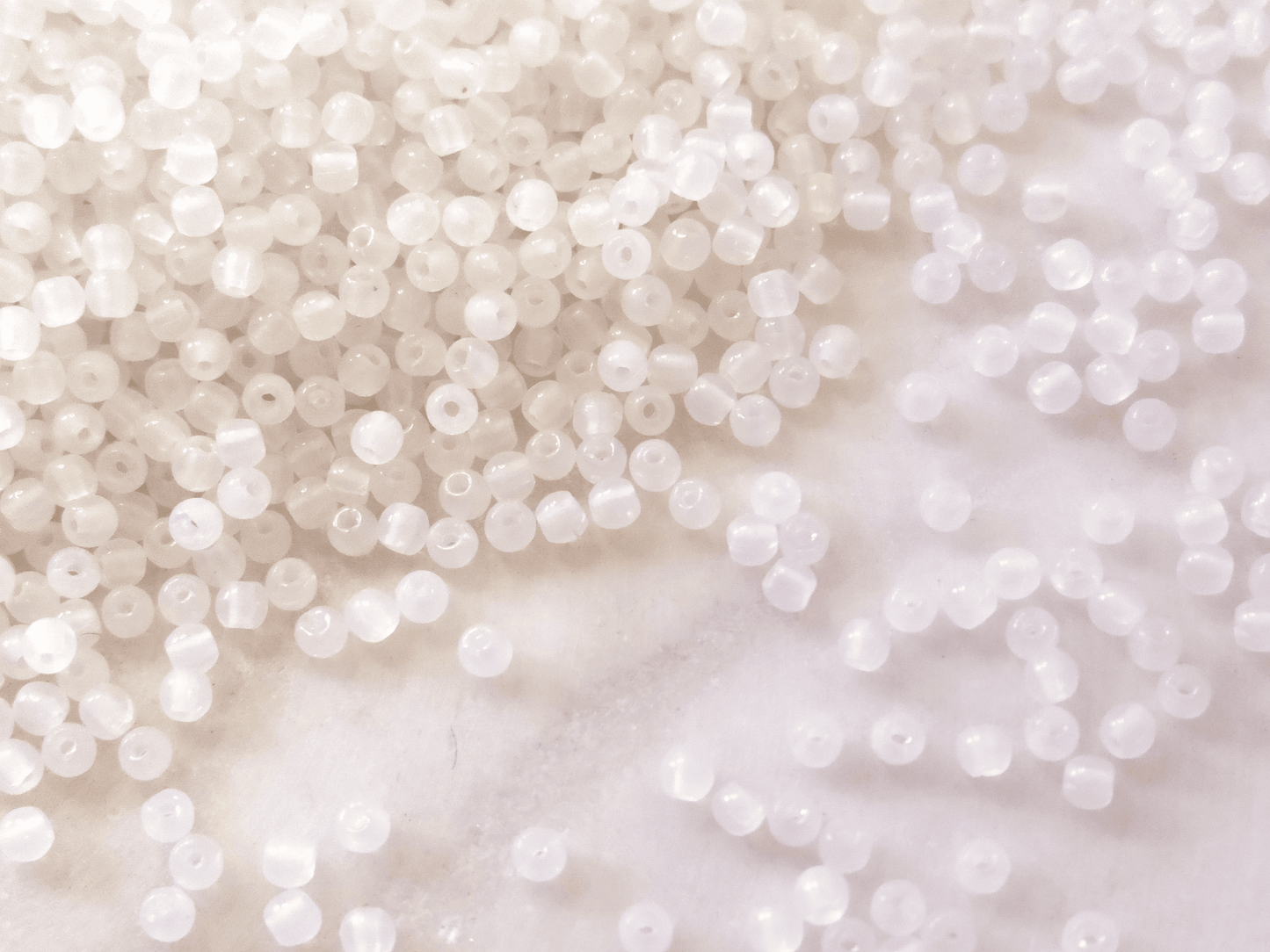 2mm round beads - milky white