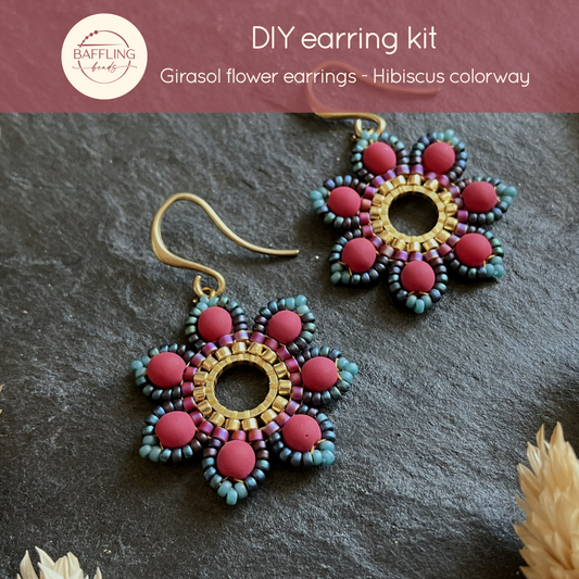 "Girasol" Perlen & Messing-Kit - Hibiskus
