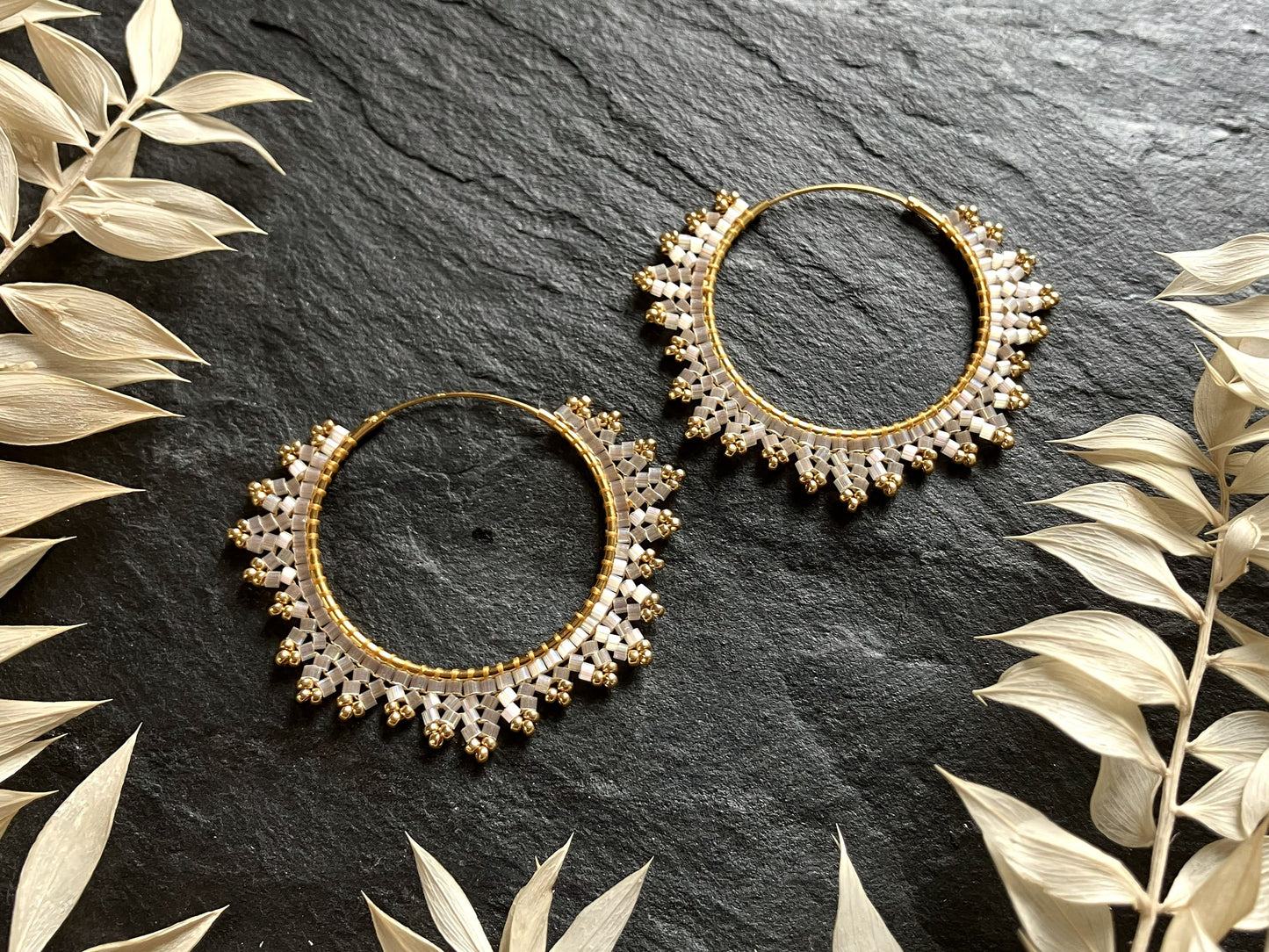 Silver hoop earrings "Estelle" - crystal