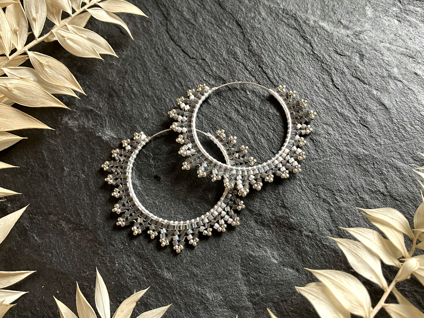Silver hoop earrings "Estelle" - graphite