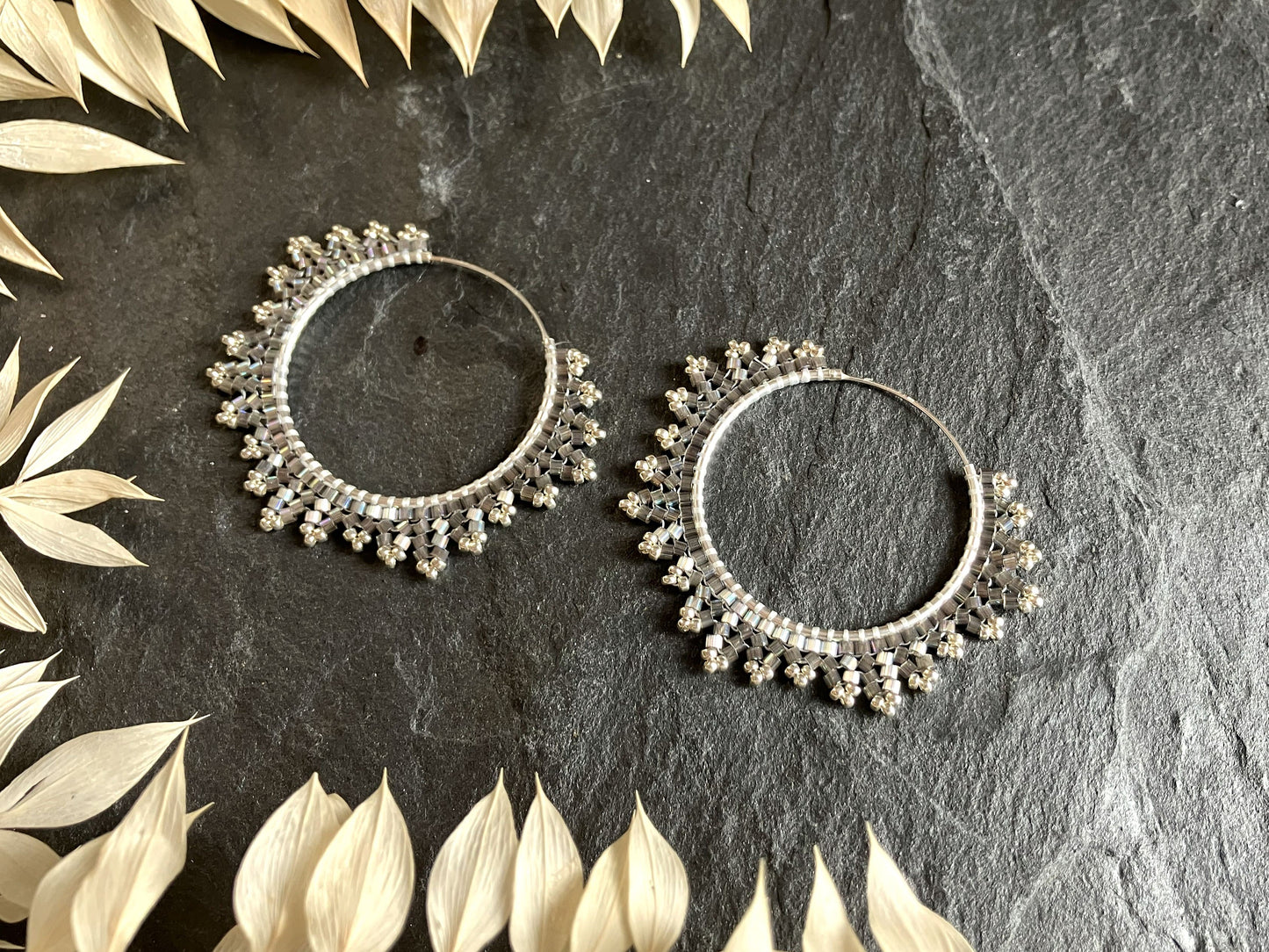 Silver hoop earrings "Estelle" - graphite