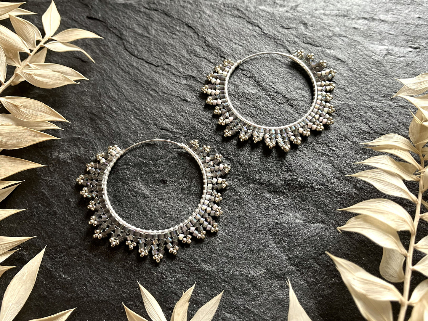 Silver hoop earrings "Estelle" - graphite