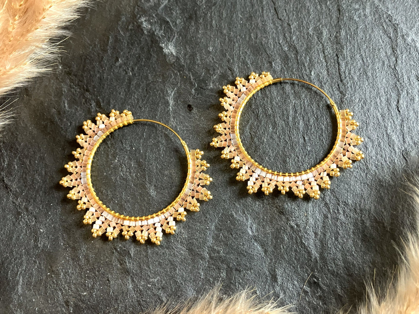 Silver hoop earrings "Estelle" - pastel spring