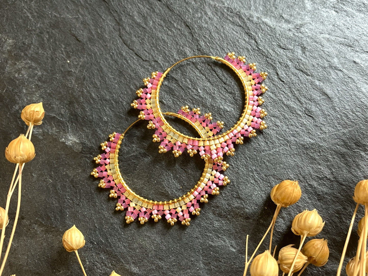 Silver hoop earrings "Estelle" - fairy floss
