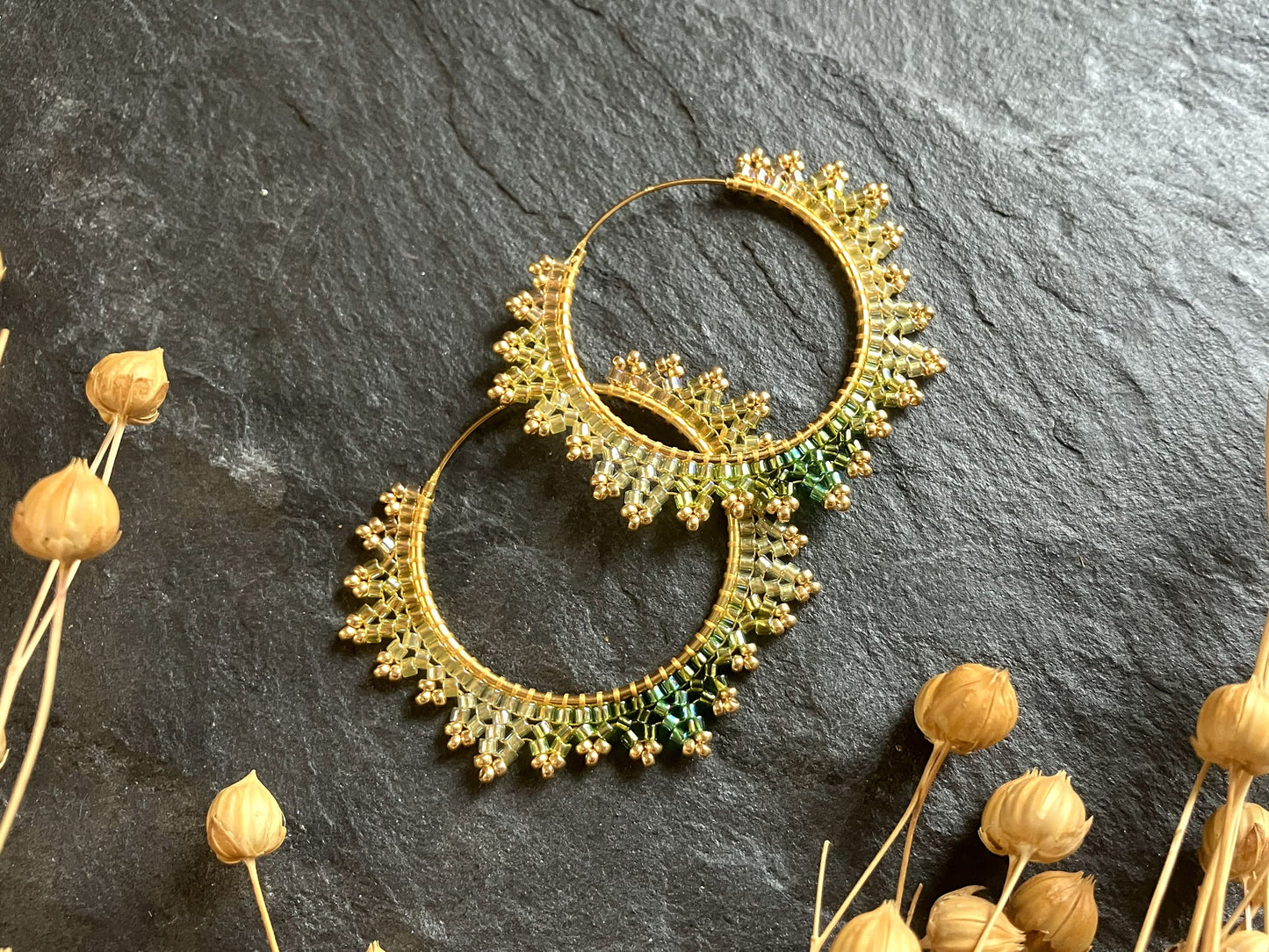 Gold-plated hoop earrings "Estelle" - canola