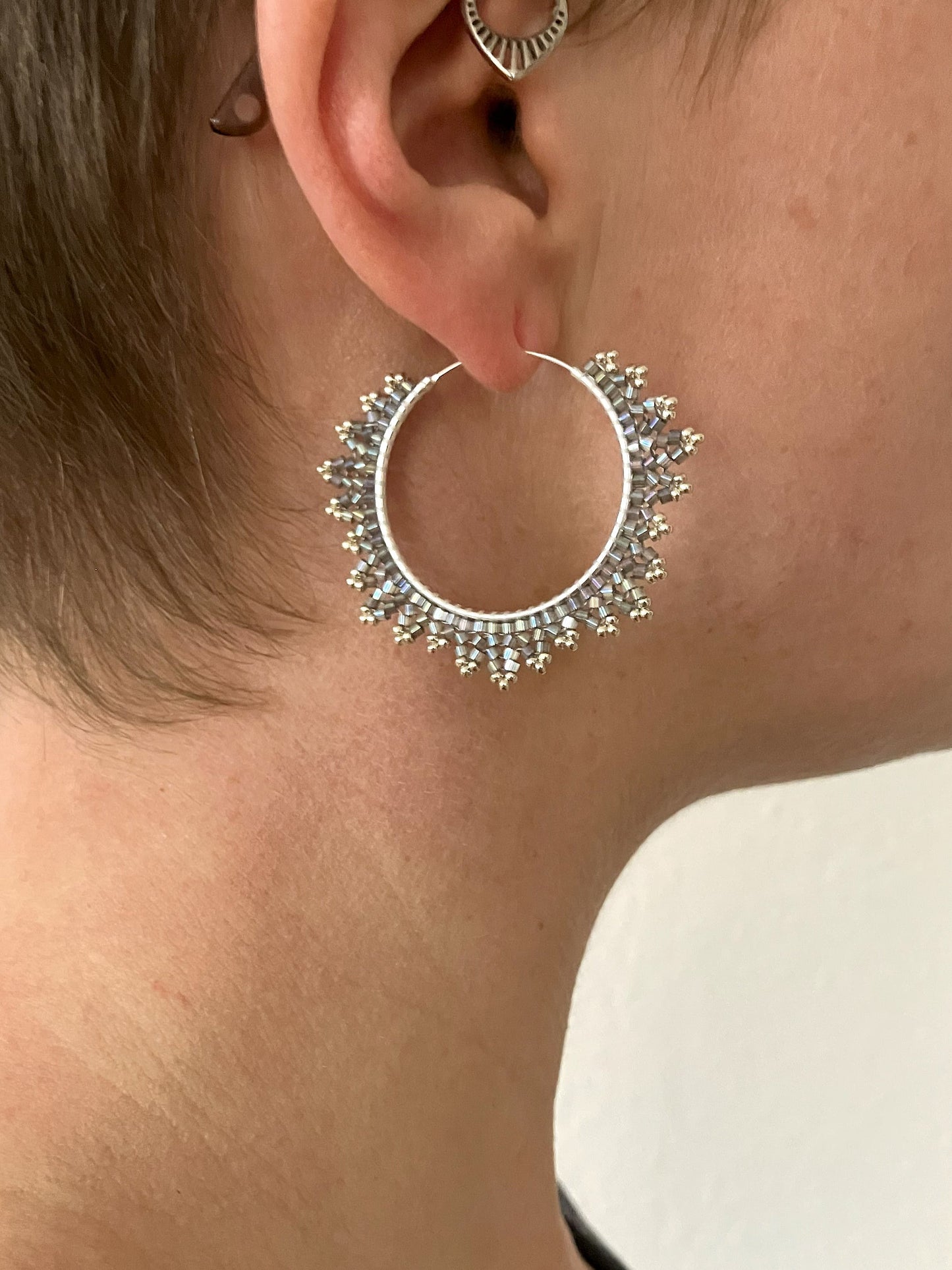 Silver hoop earrings "Estelle" - graphite