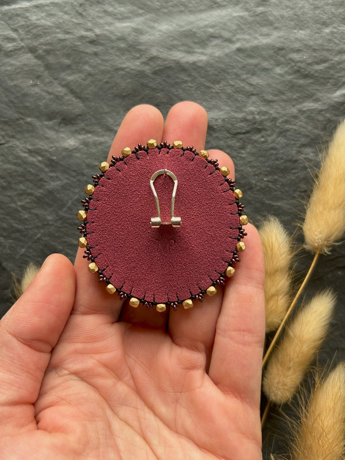 Disk earrings "Afonso" with etched glass - dark red