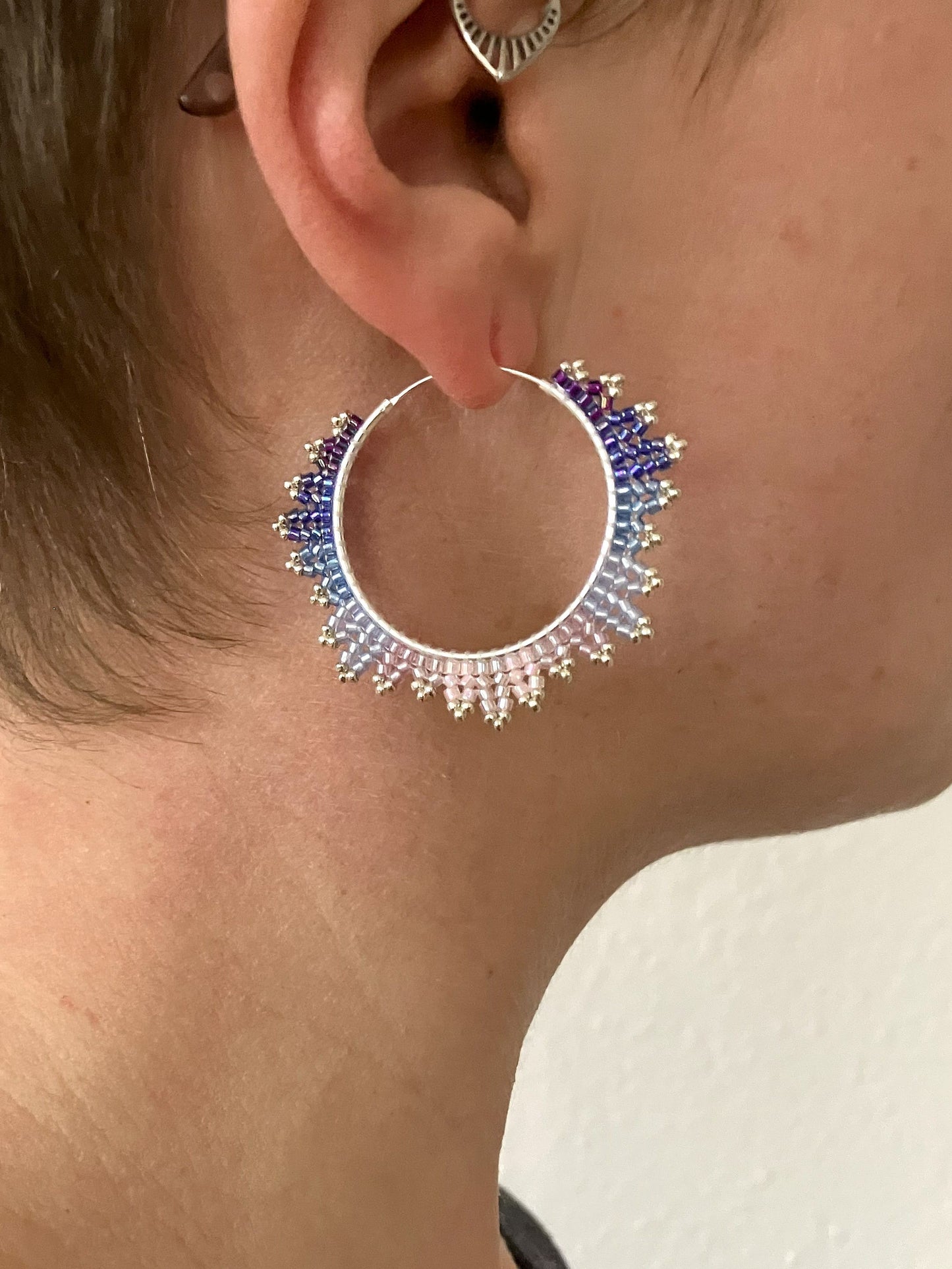 Silver hoop earrings "Estelle" - early evening