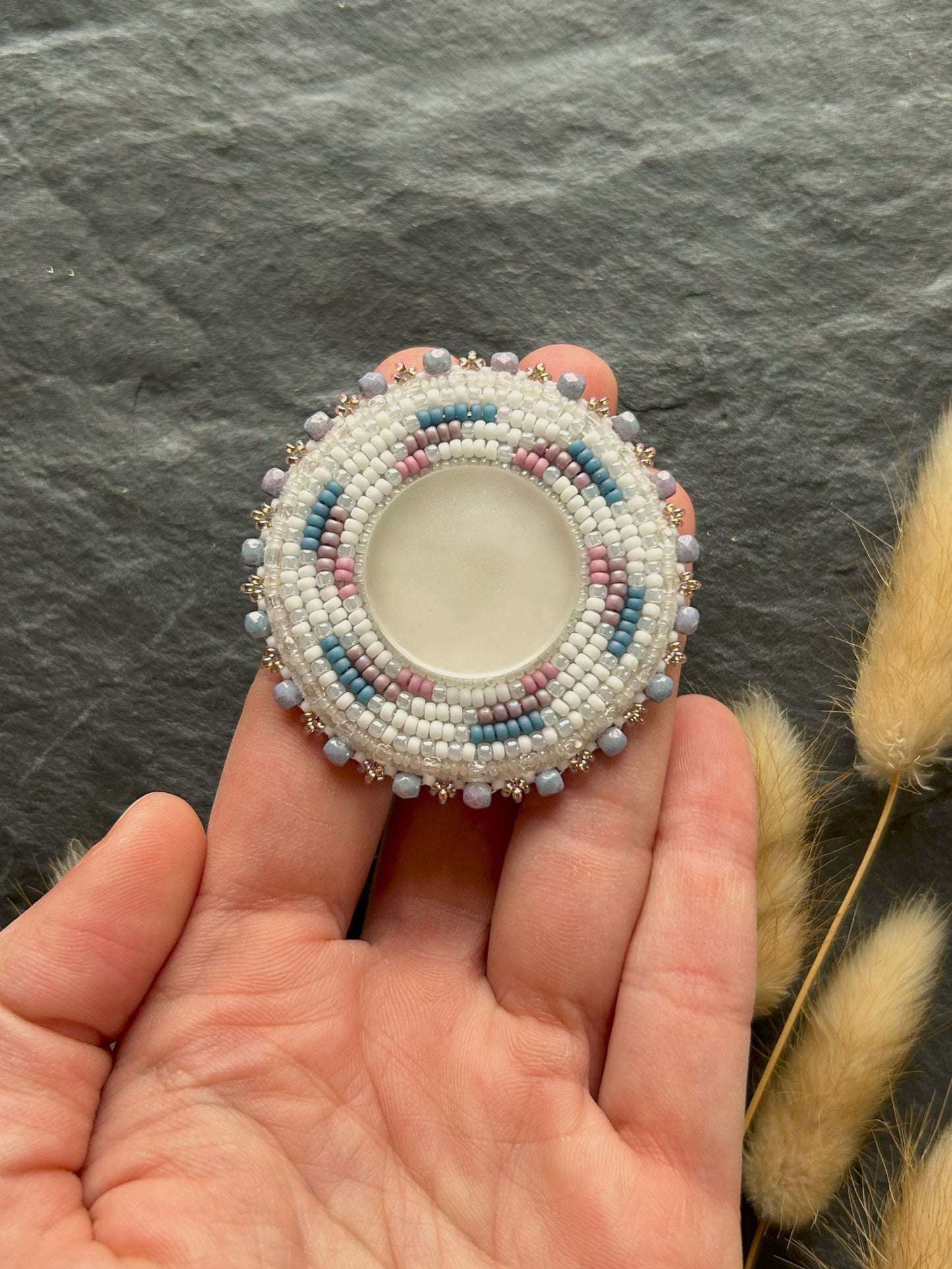 Disk earrings "Camila" with frosted glass - pastel purple