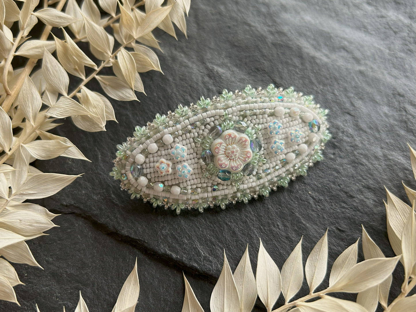 White flower barrette