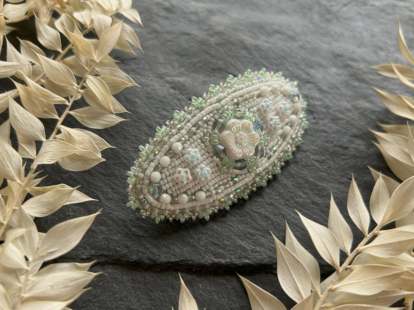 White flower barrette