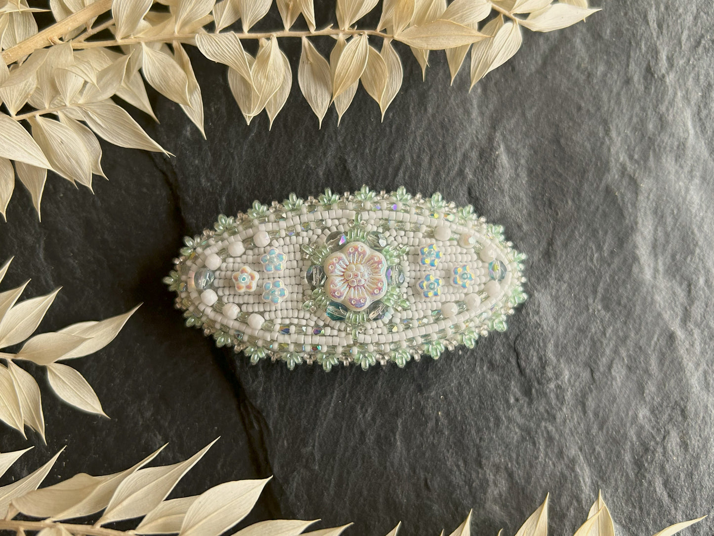 White flower barrette